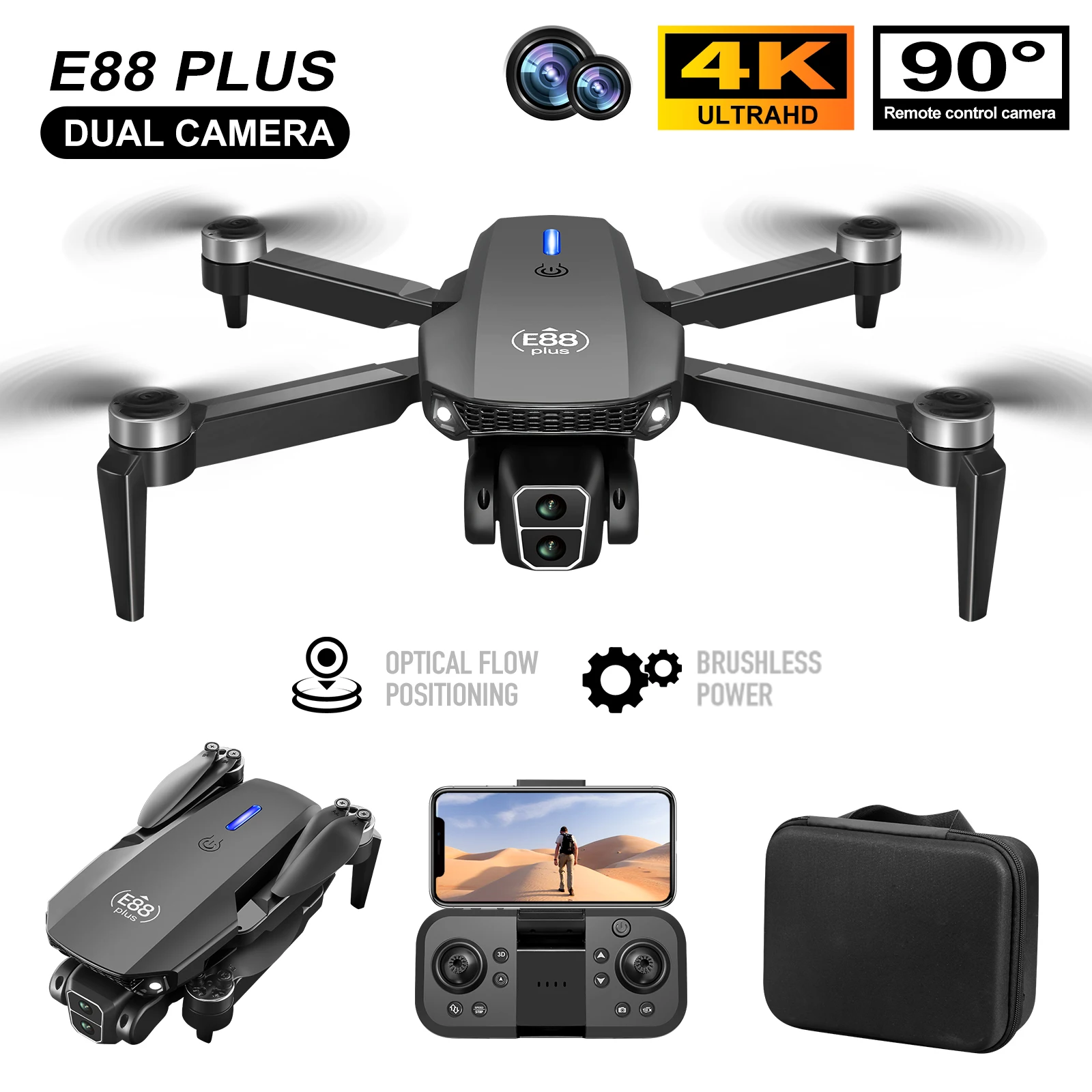 Drone Battery Case - Novo drone quadricóptero E88 Plus: 90