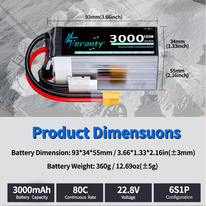Bateria Lipo TERANTY 6S 22.8V  - Drone Battery 6S avaliação e preço